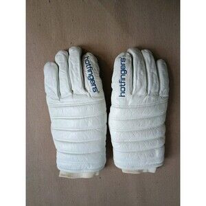 Hot Fingers White Leather Gloves Ski Snow Adult Winter